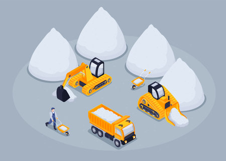 Salt production concept with manufacture symbols isometric vector illustrationのイラスト素材
