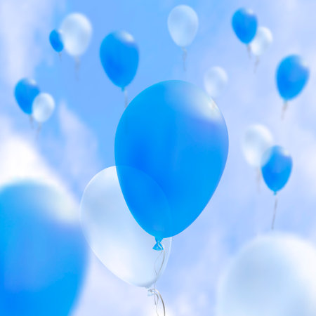 Celebration party background with balloons and fun symbols realistic vector illustrationのイラスト素材