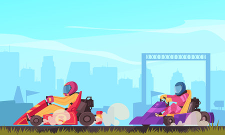 Karting cartoon concept with auto race championship vector illustrationのイラスト素材