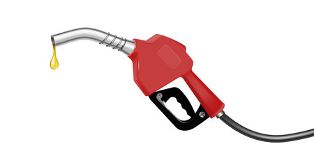 Handle pump nozzle with gold drop of expensive fuel gas realistic object isolated vector illustrationのイラスト素材