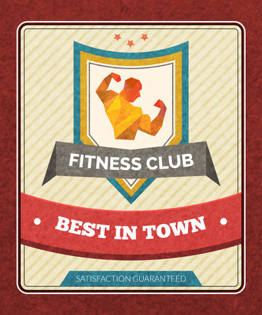 Fitness sport club poster with polygonal male bodybuilder figure vector illustrationのイラスト素材