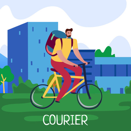 Courier service poster with fast delivery symbols flat vector illustrationのイラスト素材