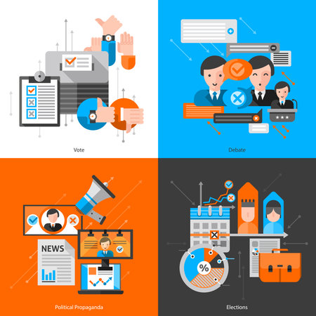 Composition 2x2 for elections voting report and presentation or website vector illustrationのイラスト素材