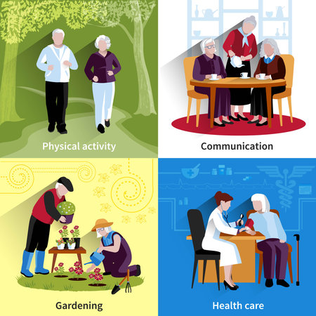 Elderly People Icons Set. Elderly People Vector Illustration. Elderly People Concept. Elderly People Flat Set. Elderly People Decorative Illustration. Elderly People Symbols. People Isolated Set.のイラスト素材