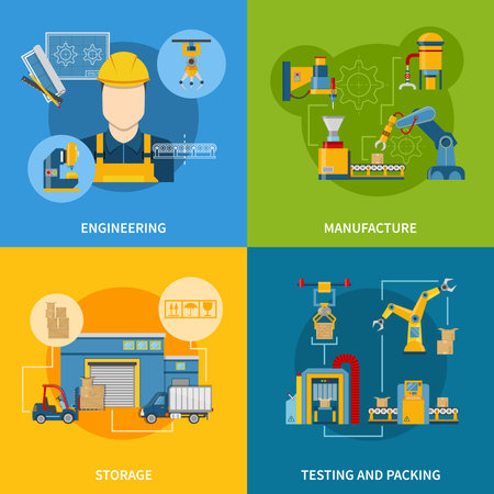 For steps of  goods production line concept design set vector illustrationのイラスト素材