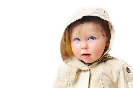 Baby Girl in hoodの写真素材