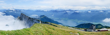 Panorama the bird's-eye view Over An Austrian Lakeの写真素材