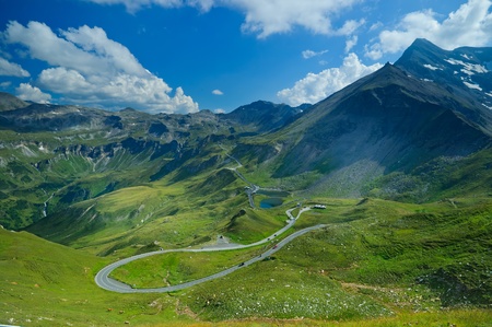 Bird's-eye view on the Grossglockner-highwayの写真素材