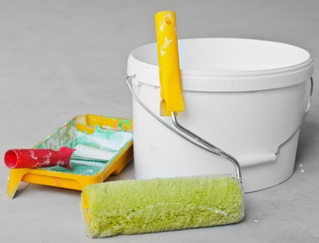 Home Improvement Paint Roller And Paintの写真素材