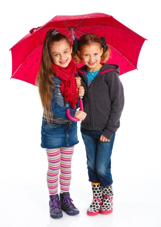 Two Beautiful girls with umbrellaの写真素材