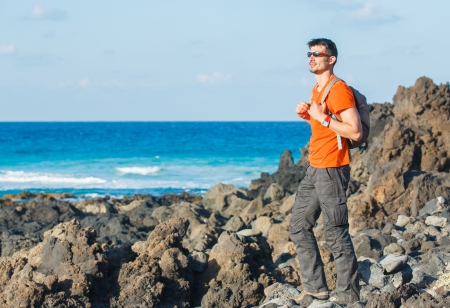 Young man with backpack