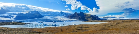 Panorama of Glacial Lagoon Fjalls Iceland の写真素材