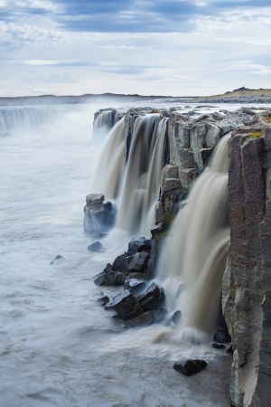 Selfoss Waterfall in Jokulsargljufur National Park Iceland  Vertical view