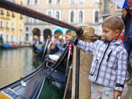 Summer venetian view and tourist girl  Venice, Italy の写真素材