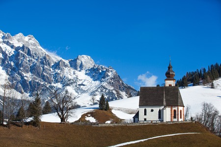 Church on a cold winter day in Tirol  Austria 