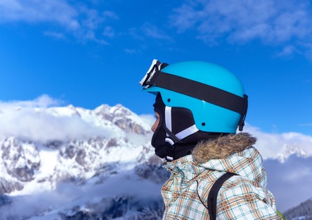 Girl has a fun on skiの写真素材