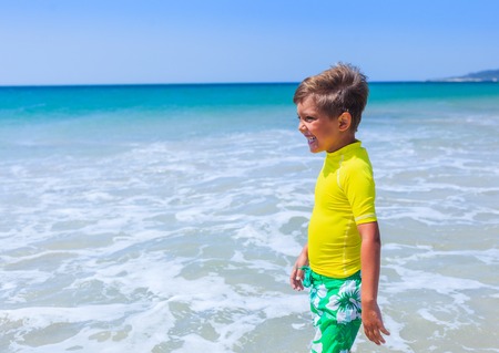 Boy on the beachの写真素材