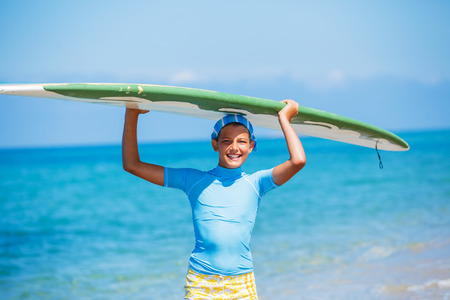 Girl with surfの写真素材