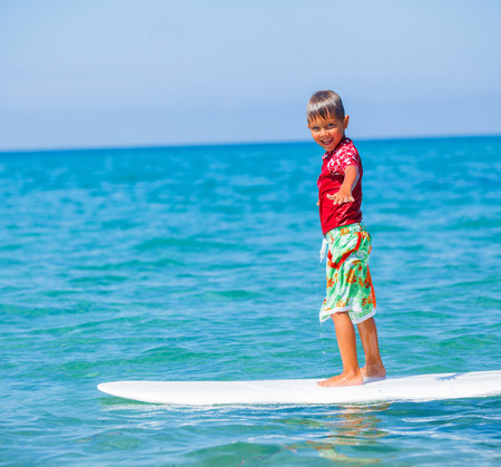 Boy with surfの写真素材