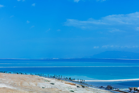 Top view of Dead Sea coastline in summer dayの写真素材