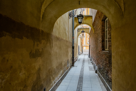 Street in Old Town of Warsaw, Polandの写真素材