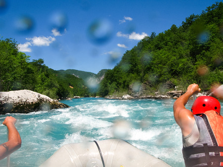 MONTENEGRO, RIVER TARA - JUNE 06/2012: in the north of Montenegro passed competitions on rafting. The competition was attended by representatives of different countries.のeditorial素材