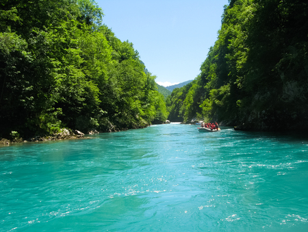 MONTENEGRO, RIVER TARA - JUNE 06/2012: in the north of Montenegro passed competitions on rafting. The competition was attended by representatives of different countries.のeditorial素材