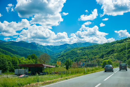 MONTENEGRO - MAY 29 2017: tourists travel by car along the roads of Montenegro.のeditorial素材