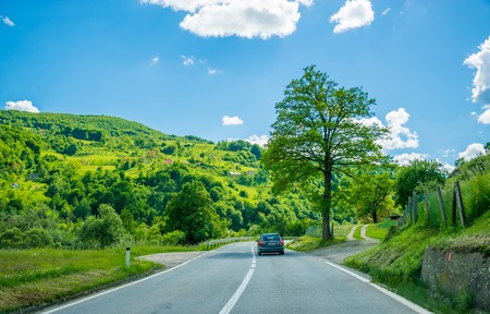 A picturesque journey along the roads of Montenegro among rocks and tunnels. The river Moraca.のeditorial素材