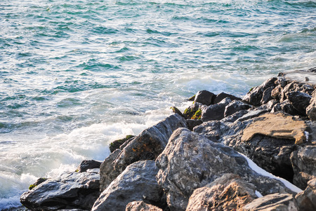 Rocky shore of the Bosphorus in Turkeyの写真素材