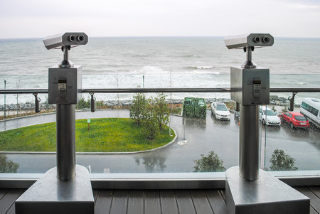 two telescopes on the shore of the Bosphorus in Turkey