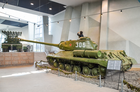 BELARUS, MINSK - APRIL 09/2015: Belarusian State Museum of the Great Patriotic War, invited the visitors after restoration of many exhibits.のeditorial素材