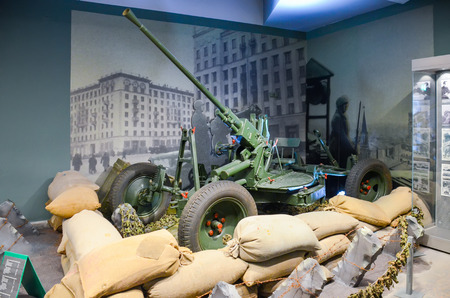 BELARUS, MINSK - APRIL 09/2015: Belarusian State Museum of the Great Patriotic War, invited the visitors after restoration of many exhibits.のeditorial素材