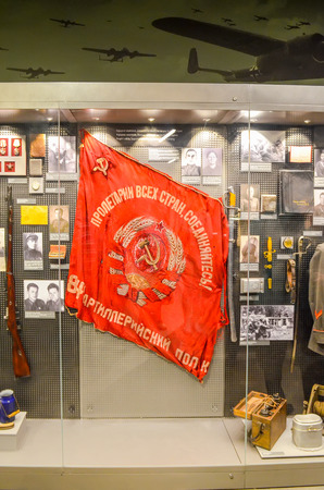BELARUS, MINSK - APRIL 09/2015: Belarusian State Museum of the Great Patriotic War, invited the visitors after restoration of many exhibits.のeditorial素材