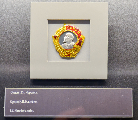 BELARUS, MINSK - APRIL 09/2015: Belarusian State Museum of the Great Patriotic War, invited the visitors after restoration of many exhibits.のeditorial素材