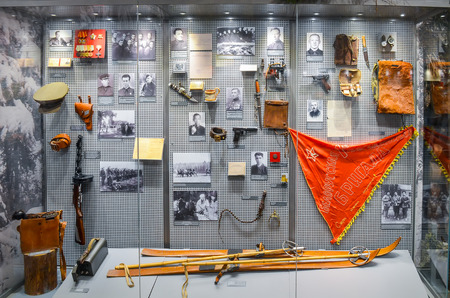 BELARUS, MINSK - APRIL 09/2015: Belarusian State Museum of the Great Patriotic War, invited the visitors after restoration of many exhibits.のeditorial素材