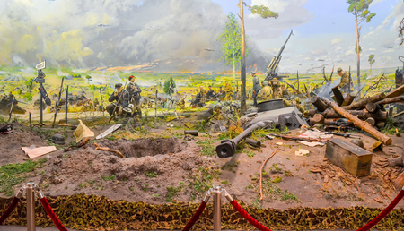 BELARUS, MINSK - APRIL 09/2015: Belarusian State Museum of the Great Patriotic War, invited the visitors after restoration of many exhibits.のeditorial素材