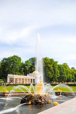 RUSSIA, SAINT-PETERBURG - JUNE 24/2013: Peterhof received visitors after restoration of many exhibits.のeditorial素材