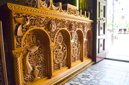 GREECE, CRETE  - JULY 12/2013: MONASTERY IN THE VILLAGE MOHOS RECEIVED VISITORS AFTER RESTORATION OF MANY EXHIBITS.のeditorial素材