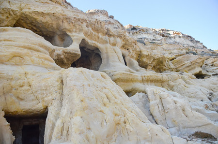 The picturesque beach of Matala (Greece, Crete)の写真素材