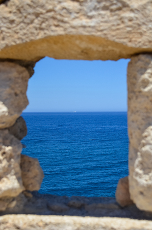 loop-hole with sea viewの写真素材