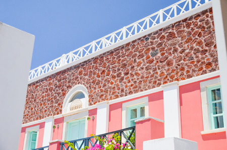 the picturesque island of Santorini in Greeceの写真素材