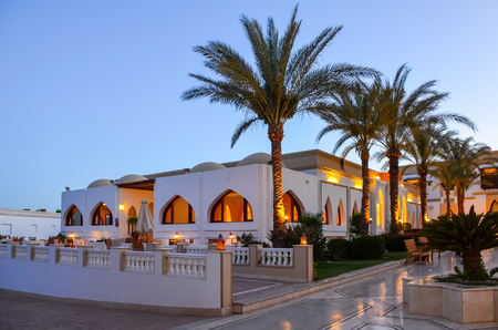 Beautiful evening at the hotel Arabic Egypt. Sharm el-Sheikhの写真素材