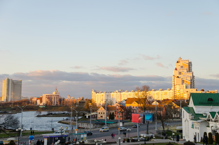 Svisloch River flows in Minsk and creates scenic spots. Belarus.のeditorial素材