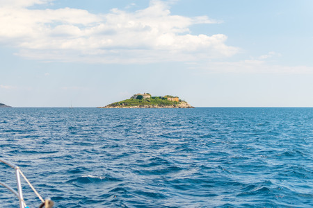 Ancient fortress is located on the island of Mamula. Boka-Kotor Bay. Montenegro.の写真素材