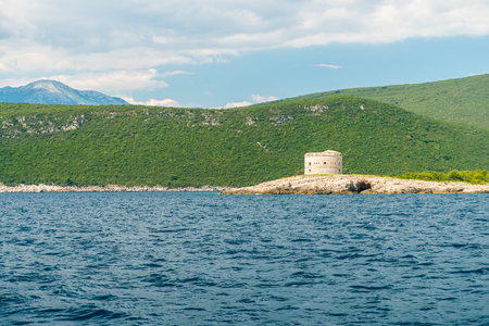 Ancient fortress is located on the island of Mamula. Boka-Kotor Bay. Montenegro.のeditorial素材