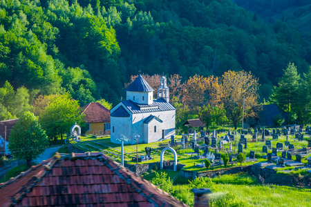 An ancient temple in the mountains in the north of Montenegro.の写真素材