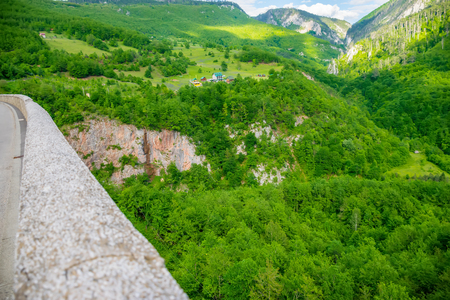 The Djurdjevic Bridge crosses the canyon of the Tara River in the north of Montenegro.の写真素材
