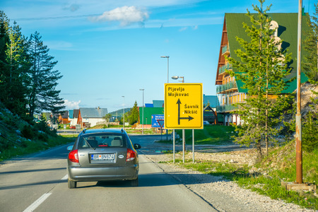 MONTENEGRO, ZABLJAK  - MAY 29/2017: tourists travel on the mountain roads of Montenegro by car.のeditorial素材