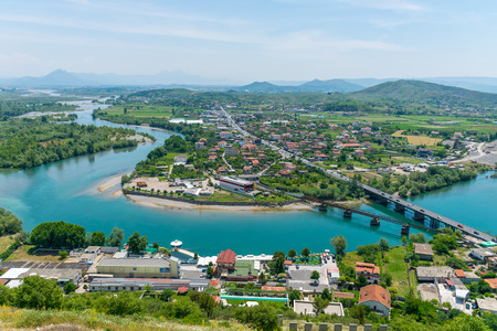 Scenic view from the fortress of Rosafa (Shkoder, Albania).の写真素材